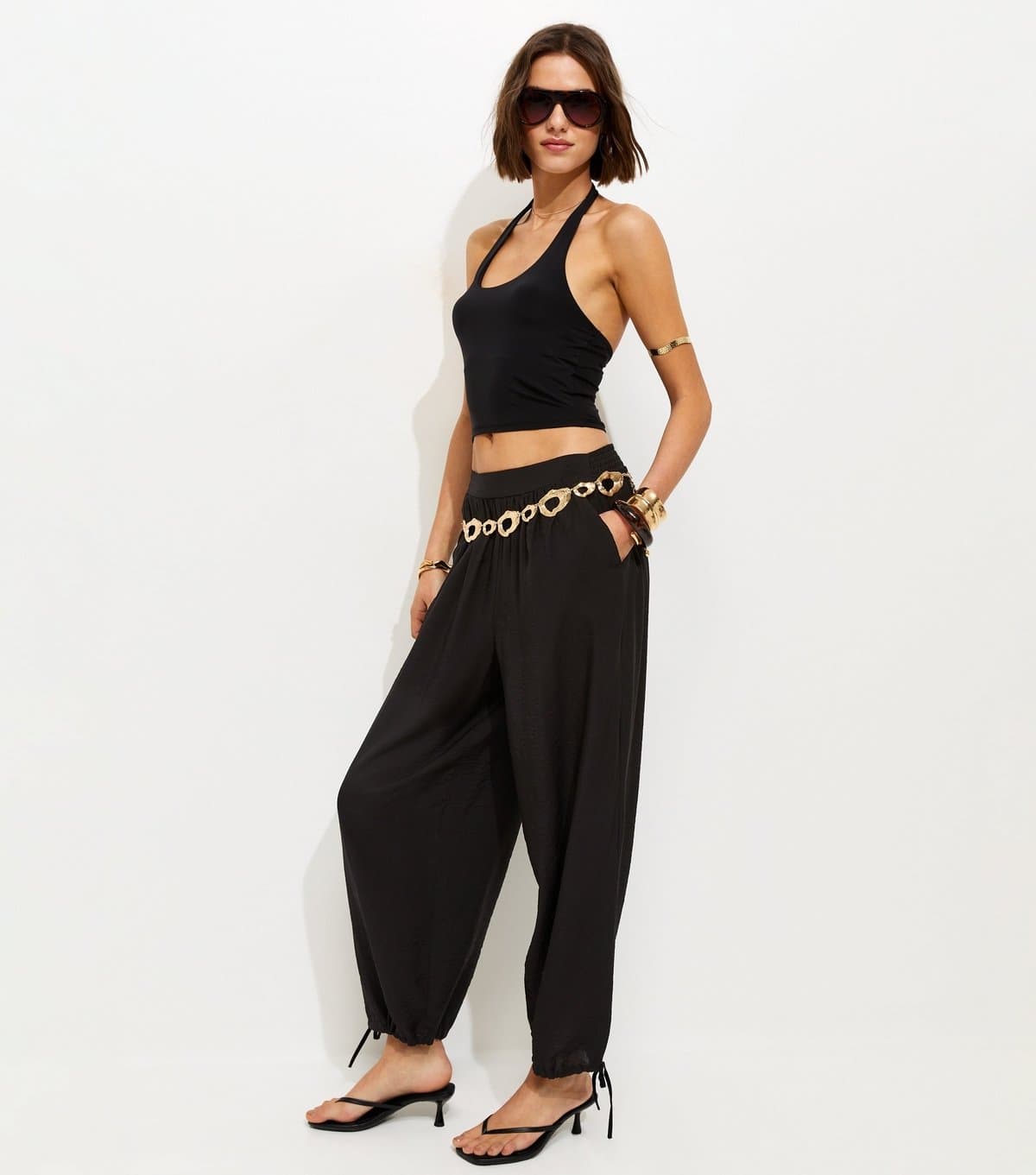 New Look Women's Black Ankle Tie Cuffed Joggers New Look
