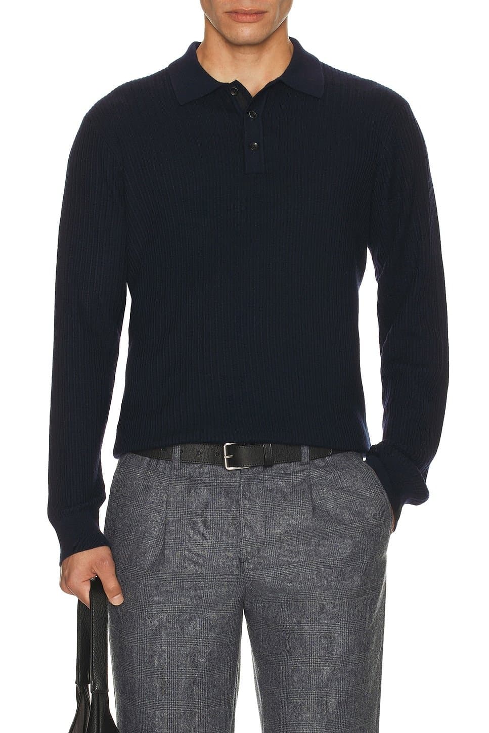 revolve Crawford Cashmere Blend Long Sleeve Polo