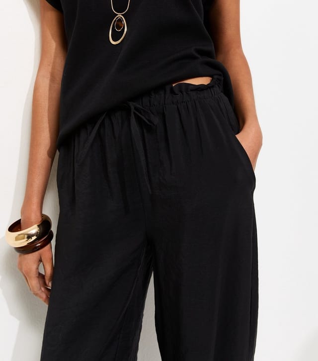 New Look Women's Black Tapered Cuff Drawstring Trousers New Look - 2