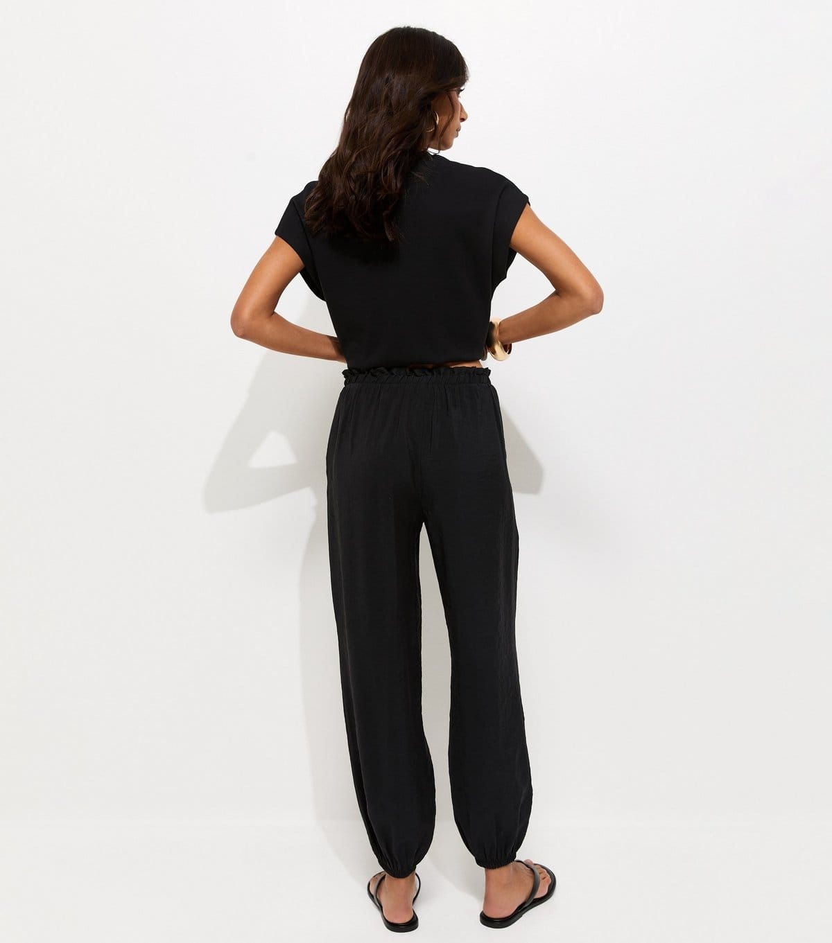 New Look Women's Black Tapered Cuff Drawstring Trousers New Look - 4