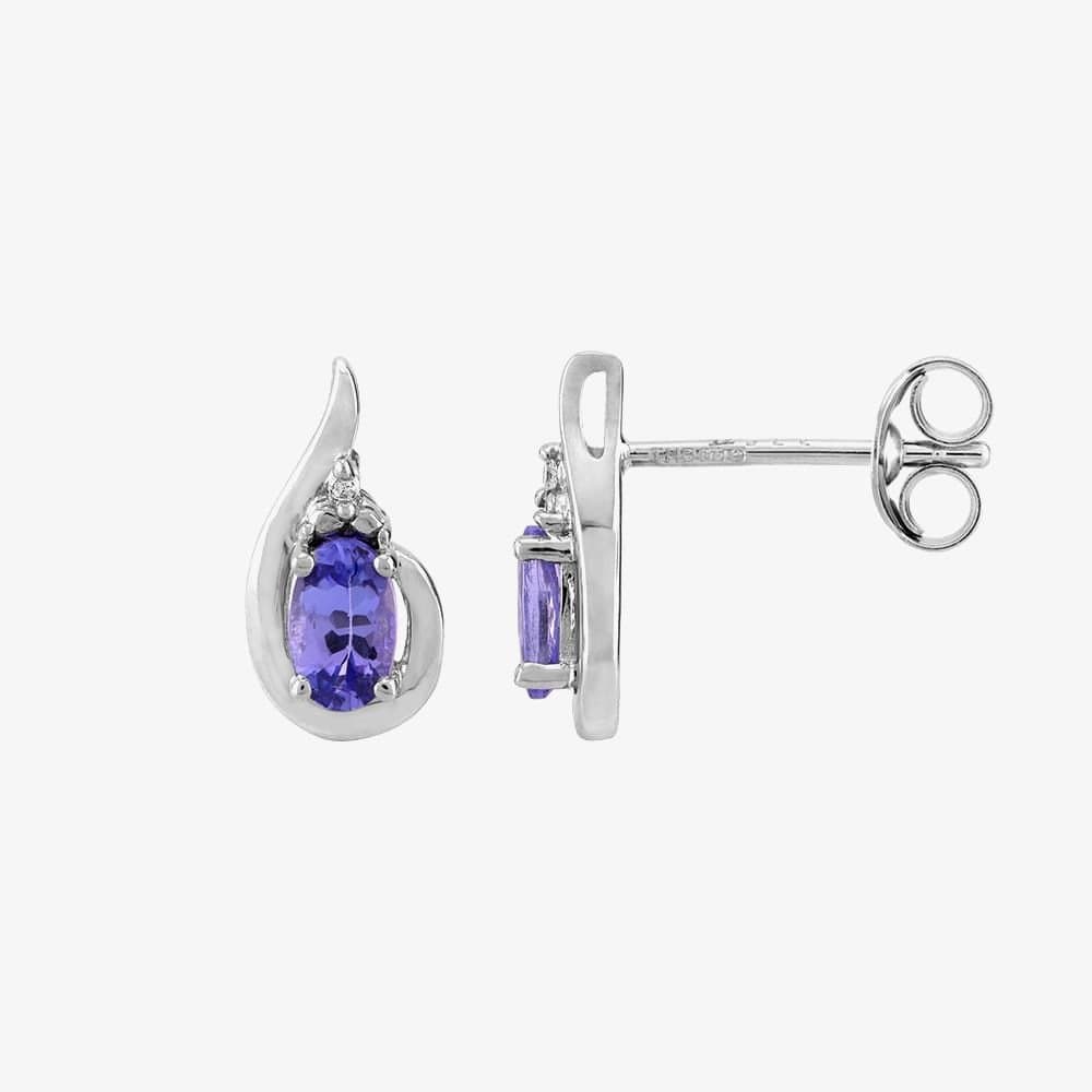 T.H.Baker T.H.Baker Blue Tanzanite & Diamond Stud Earrings