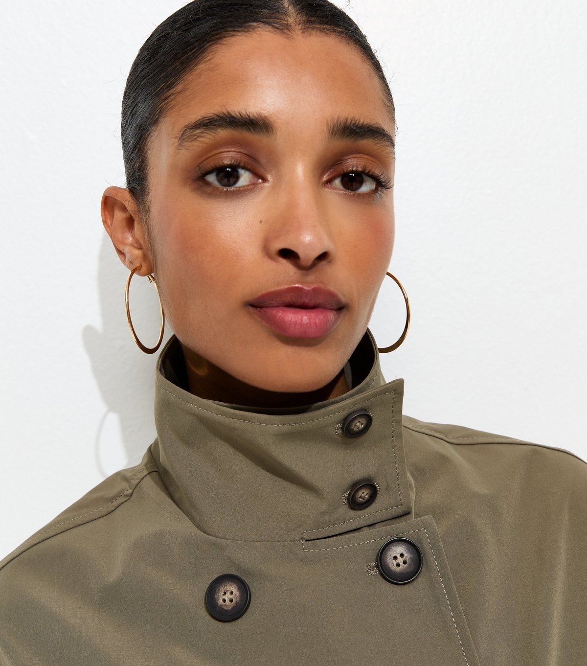 New Look Women's Light Khaki Cinched Waist Funnel Neck Jacket New Look - 4