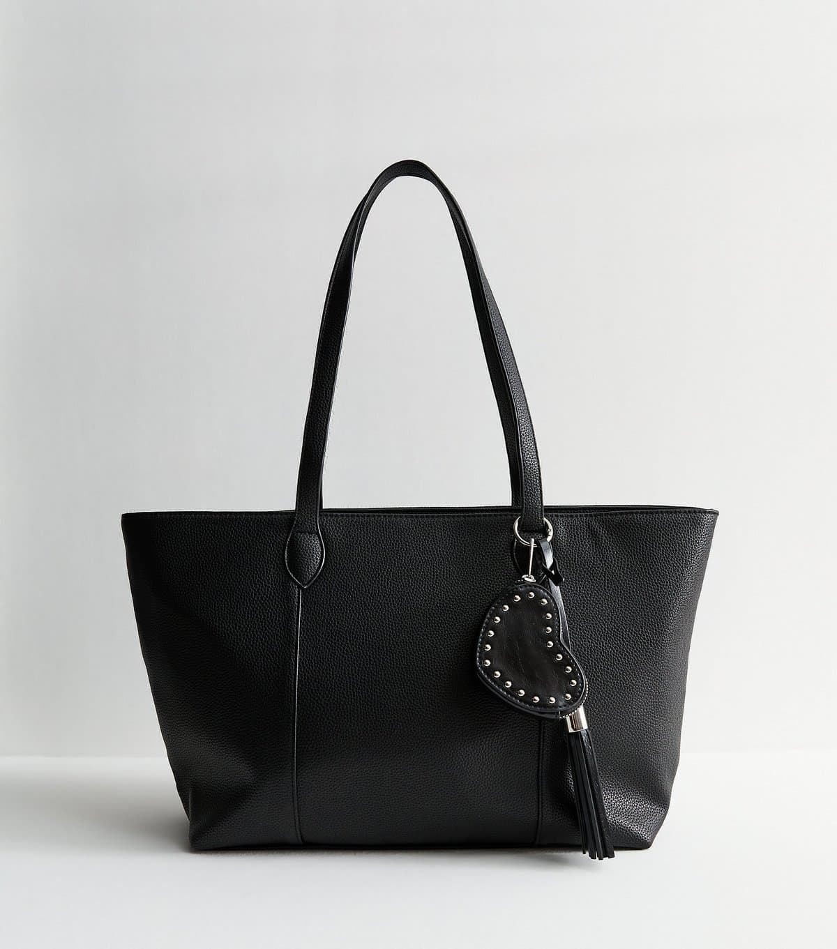 New Look New Look Black Leather Look Charm Tote Bag