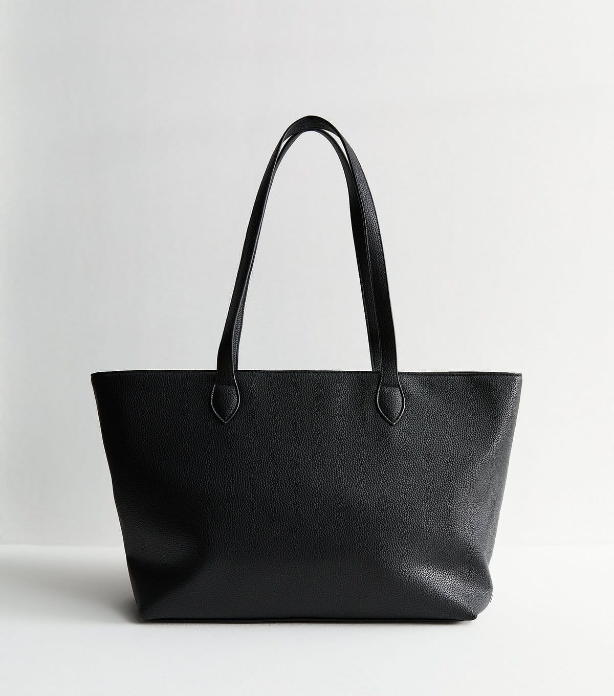 New Look Black Leather Look Charm Tote Bag Vegan New Look - 4