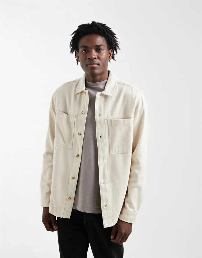 ASOS ASOS DESIGN heavyweight cotton twill overshirt in cream - 1