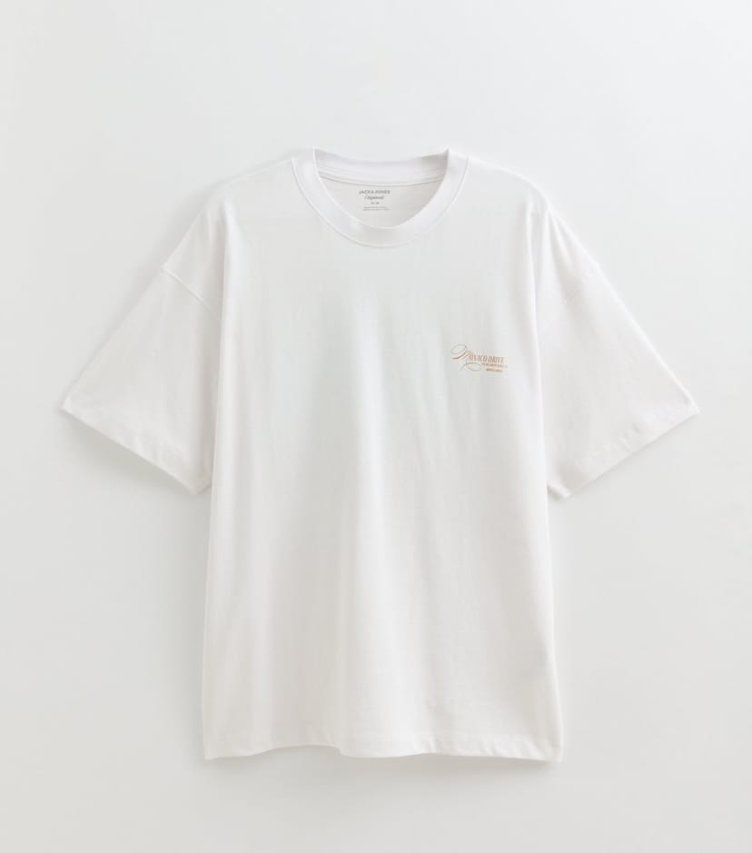 jack & jones Men's White Cotton Monaco Drive Print T-Shirt Jack & Jones New Look - 1