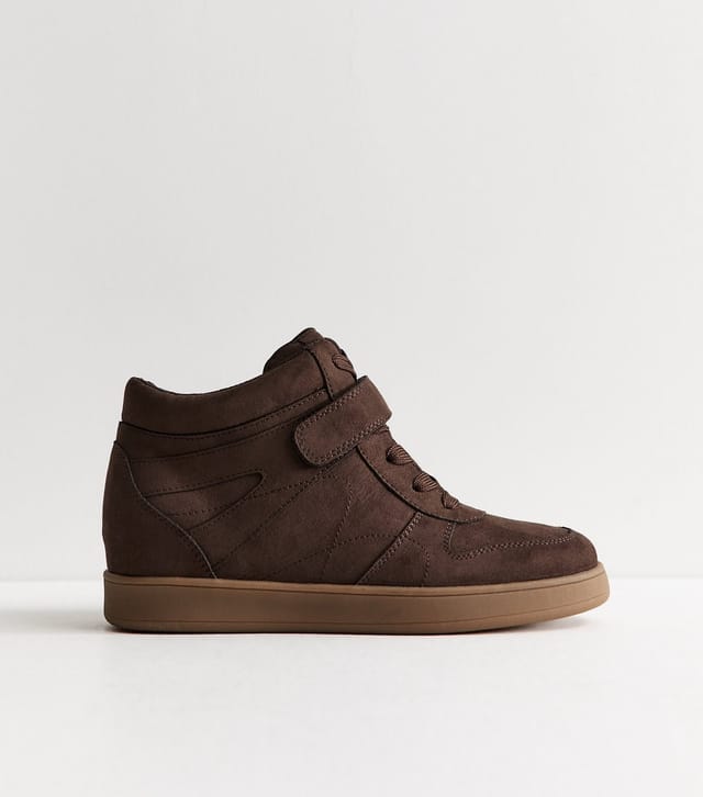 New Look Women's Dark Brown Faux Suede High Top Trainers Vegan New Look - 3