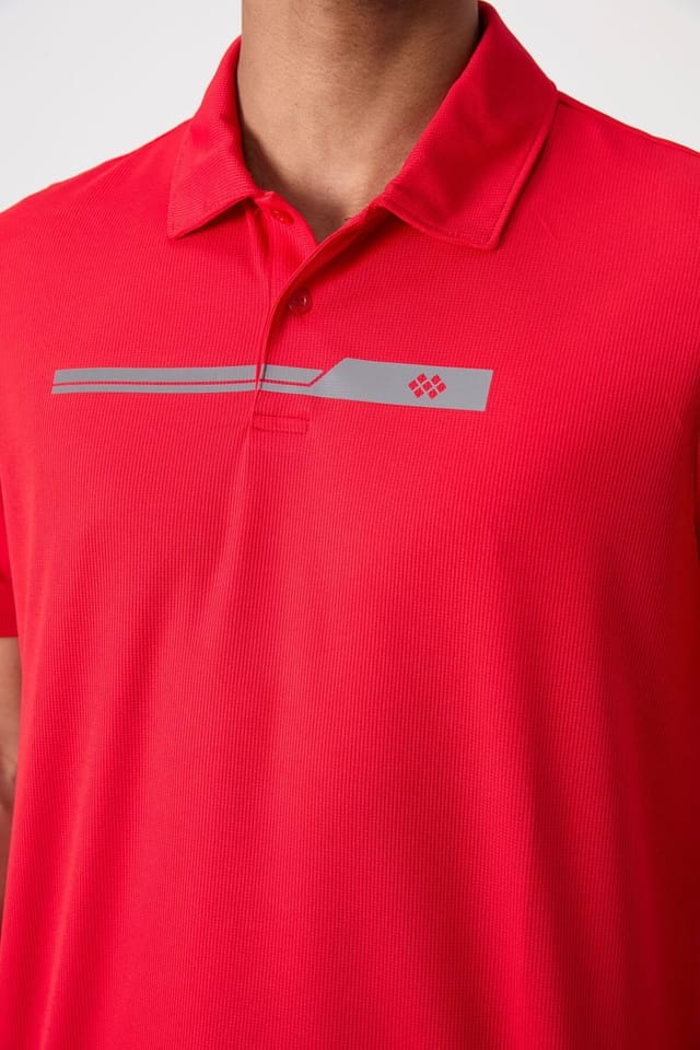 Tommy Life Tommy Life Men's Polo Collar Button T-Shirt in Red - 3