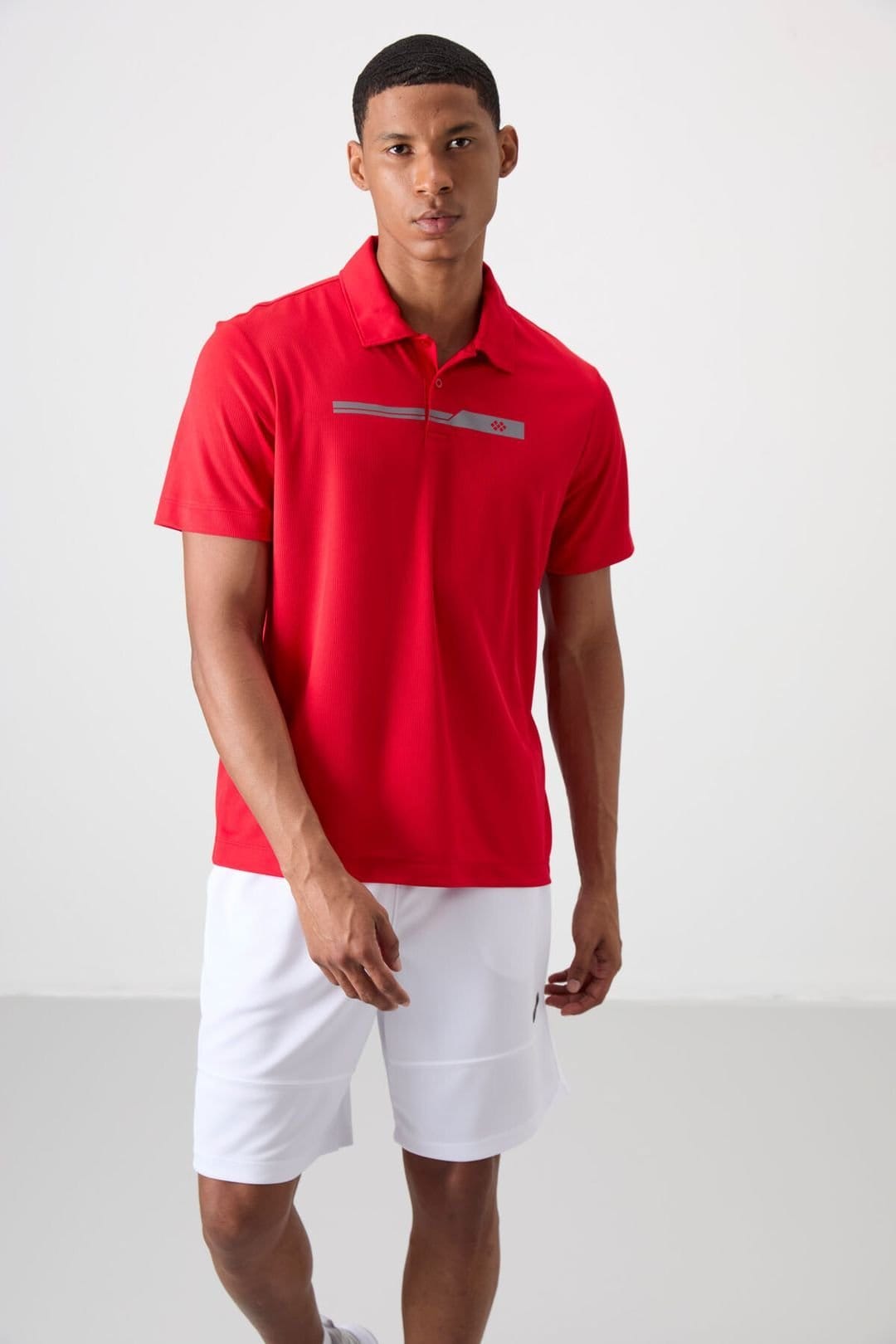 Tommy Life Tommy Life Men's Polo Collar Button T-Shirt in Red - 4