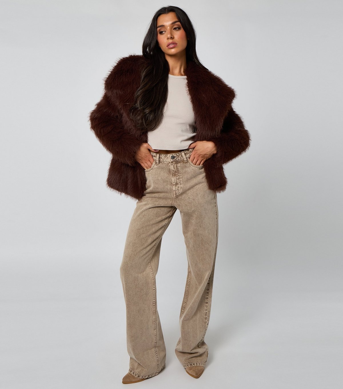 Urban Bliss Women's Brown Faux Fur Jacket Urban Bliss New Look - 2