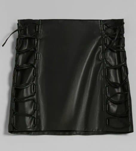 Bershka Bershka black faux leather lace up mini skirt