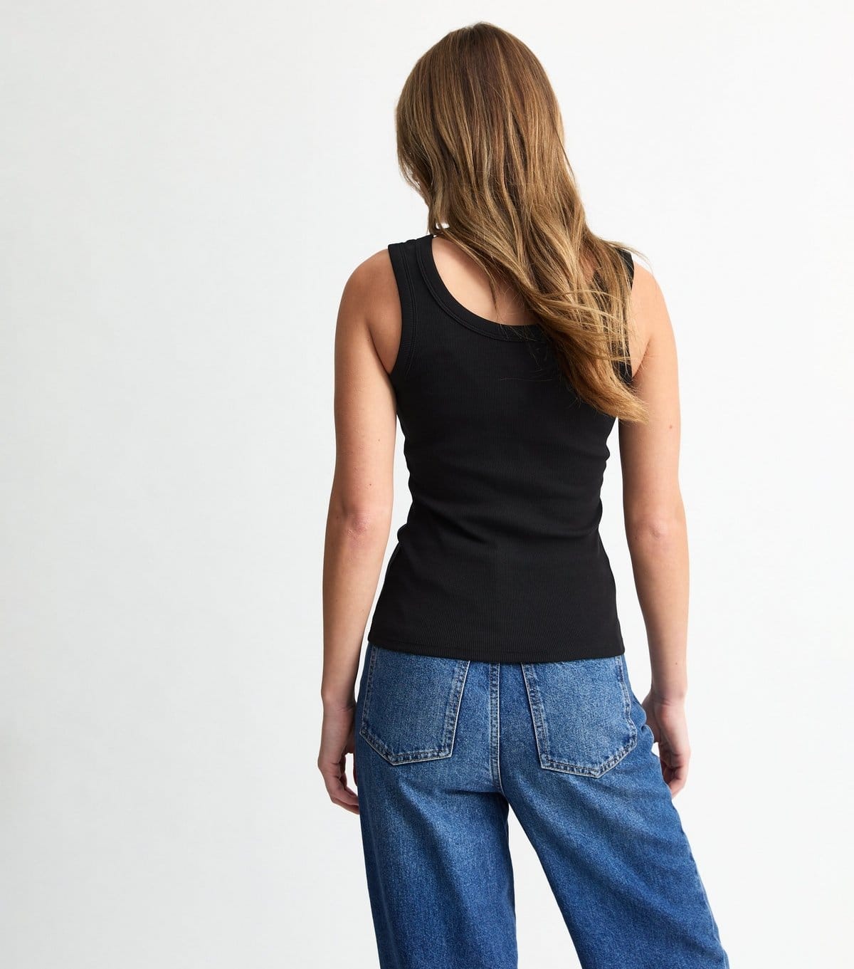 New Look Women's Black Wide Strap Scoop Neck Ribbed Vest New Look - 4