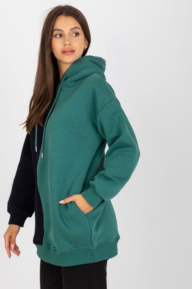 Love Lace Love Lace Women's Two Tone Hooded Sweatshirt with Side Pockets in Black - 2