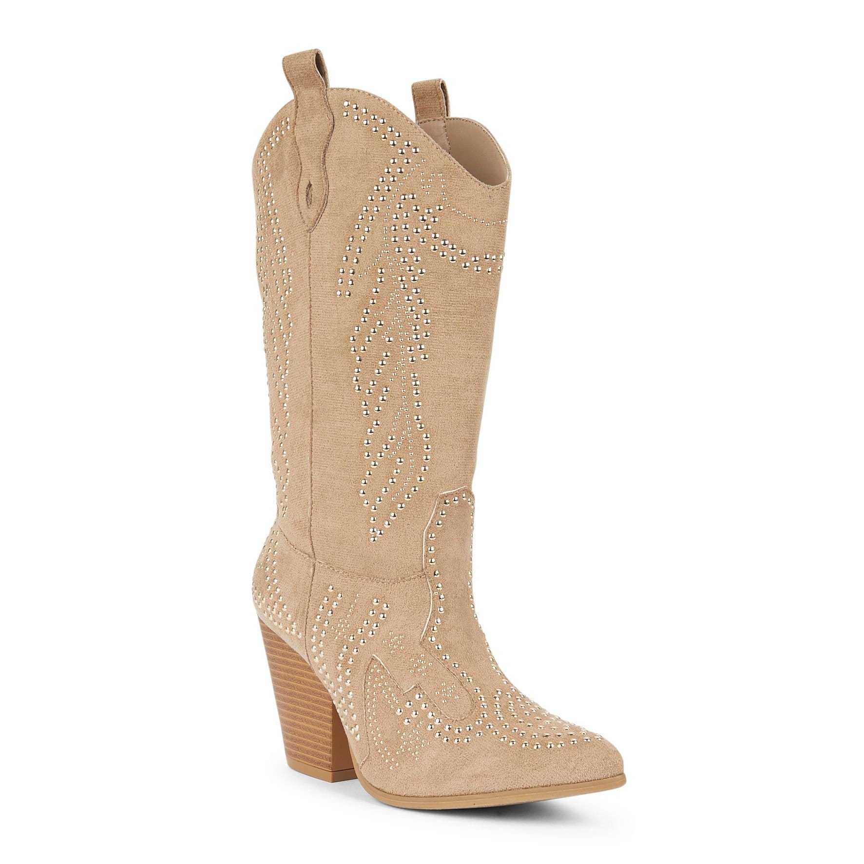 Truffle Collection Truffle Collection Women's Calf Boots Zip Microfibre Pointed Toe Block Heel Shoes in Taupe - 4