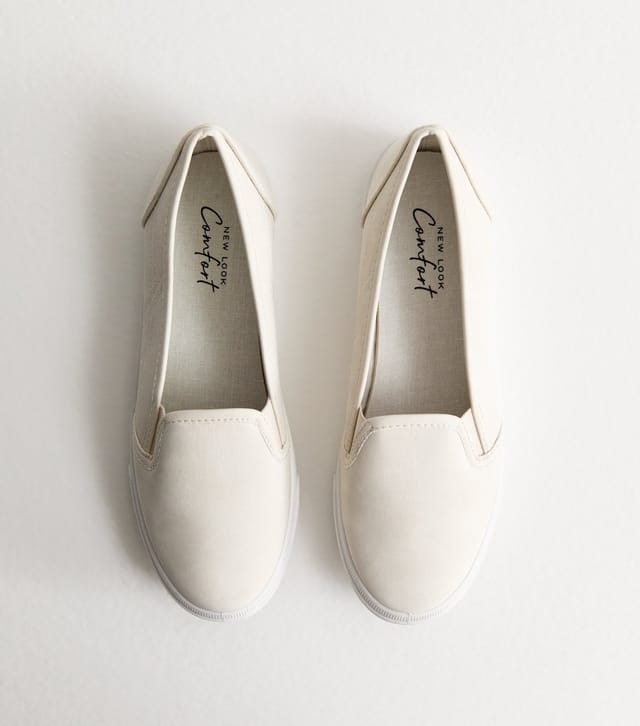 New Look Women's Off White Slip On Trainers New Look - 2
