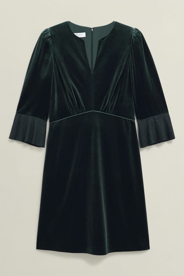 Hobbs London Hobbs London Women's Violet Velvet Dress in Bottle Green - 2