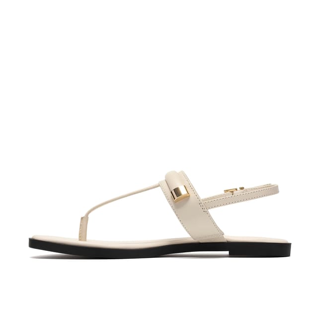 Clarks Clarks Women's Erisia Post White Leather Flat Sandals - 2