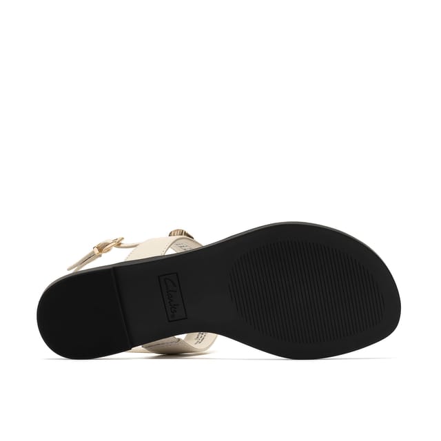 Clarks Clarks Women's Erisia Post White Leather Flat Sandals - 3