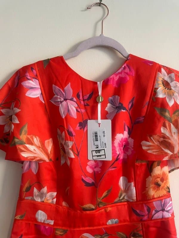 Ted Baker Ted baker women coral floral mini dress size 3 uk 12