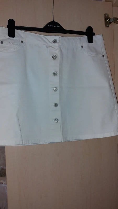 New Look White Denim Mini Skirt