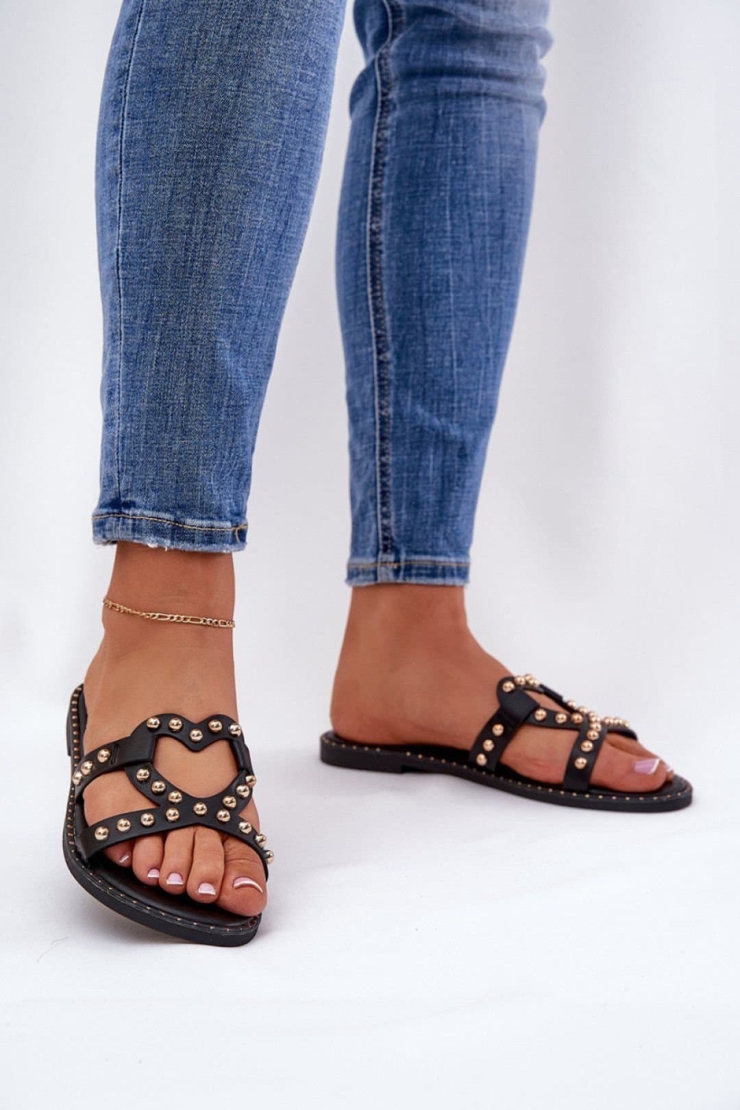 Love Lace Love Lace Women's Flat Heeled Sandals Lightweight with Modern Cutout Design in Black