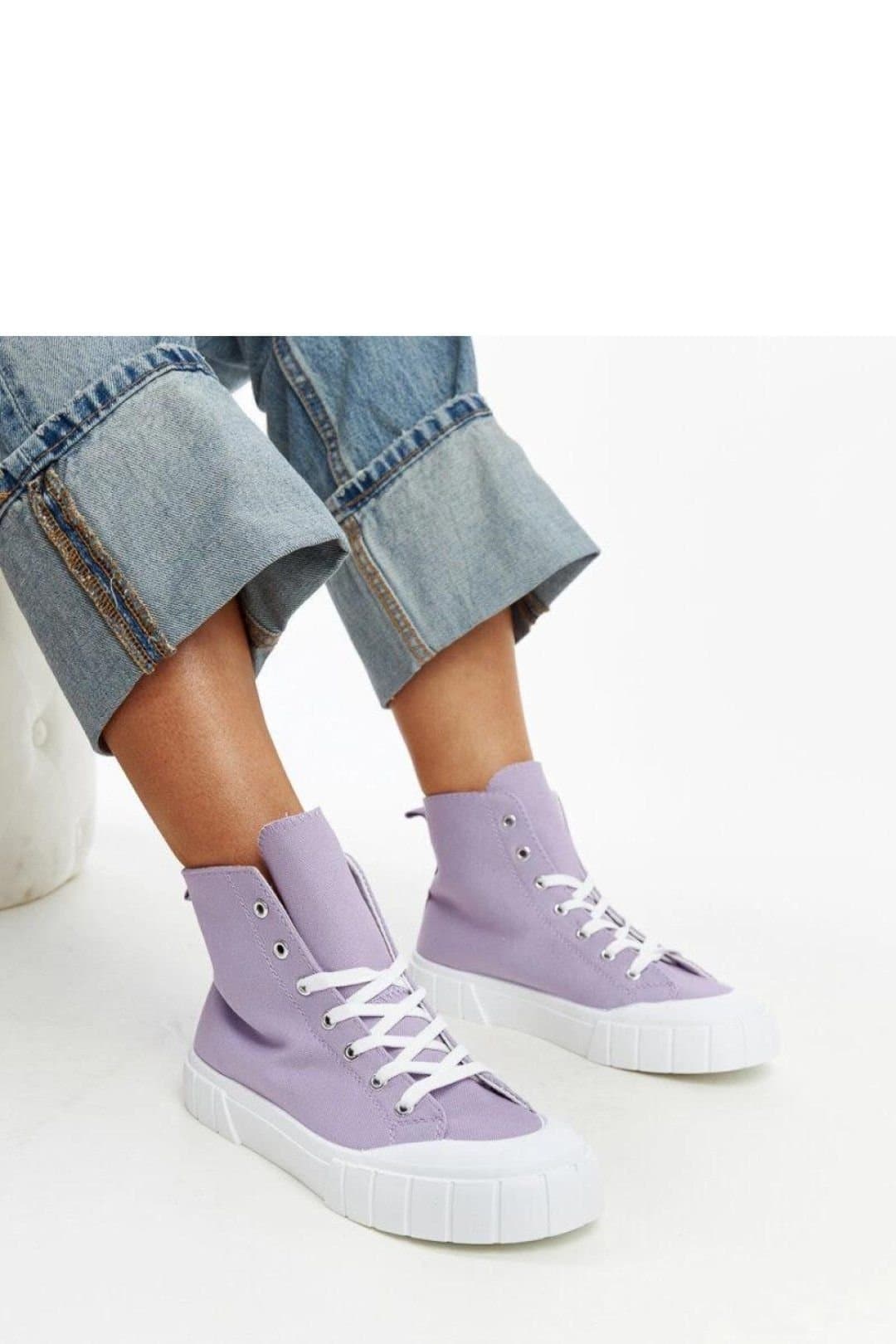 Love Lace Love Lace Women's Vinka High Top Platform Sneakers with Lace Up Elastic Comfort in Violet