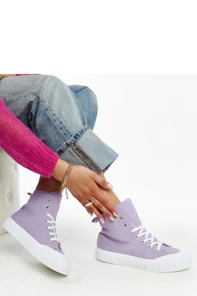 Love Lace Love Lace Women's Vinka High Top Platform Sneakers with Lace Up Elastic Comfort in Violet - 2