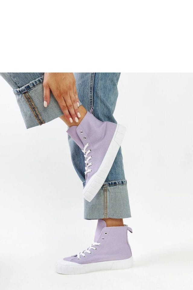 Love Lace Love Lace Women's Vinka High Top Platform Sneakers with Lace Up Elastic Comfort in Violet - 3