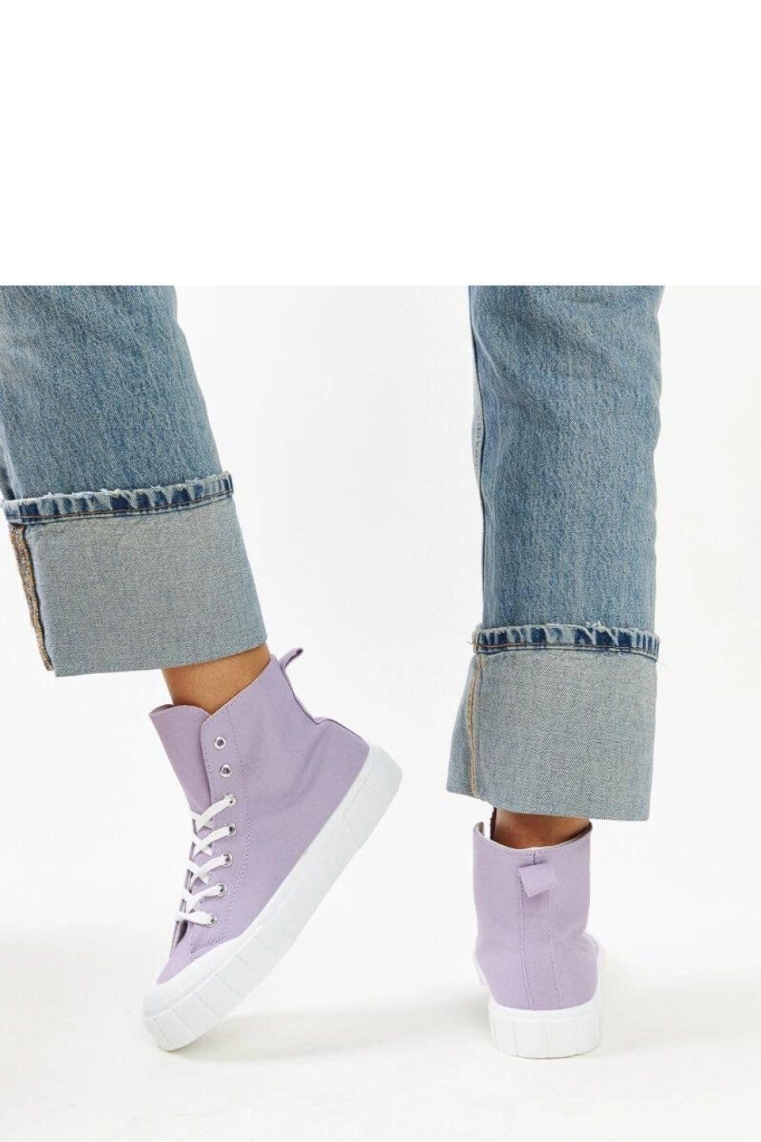 Love Lace Love Lace Women's Vinka High Top Platform Sneakers with Lace Up Elastic Comfort in Violet - 4