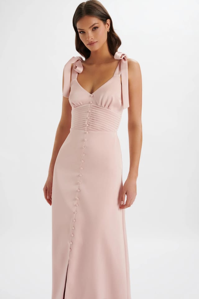 Lavish Alice Lavish Alice REVE Satin Tie Shoulder Maxi Dress in Pink M UK12 - 3