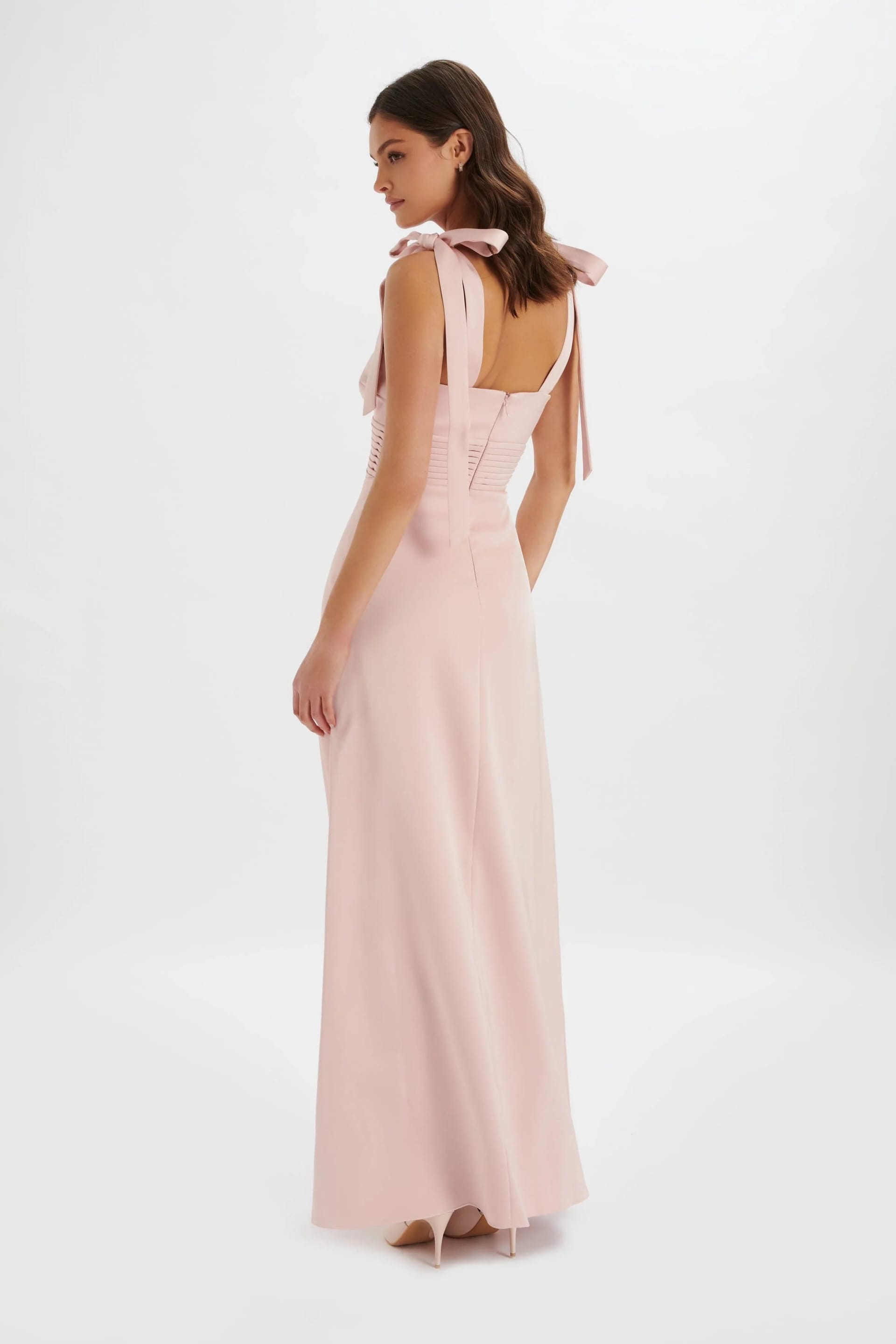 Lavish Alice Lavish Alice REVE Satin Tie Shoulder Maxi Dress in Pink M UK12 - 4