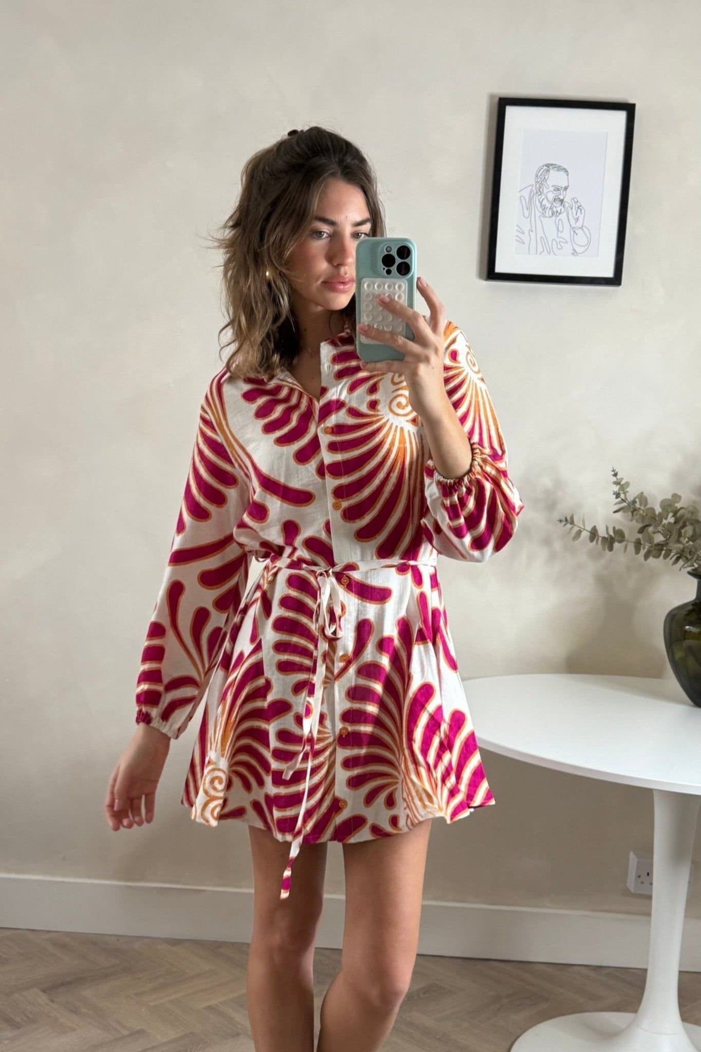 Style Cheat Style Cheat Women's Myla Red Mini Tie Shirt Dress