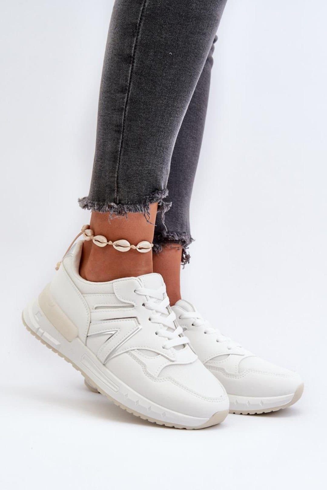 Love Lace Love Lace White Platform Sneakers with Removable Foam Insole
