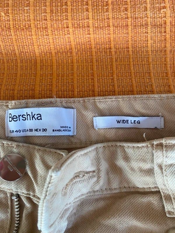 Bershka Beige wide leg jeans