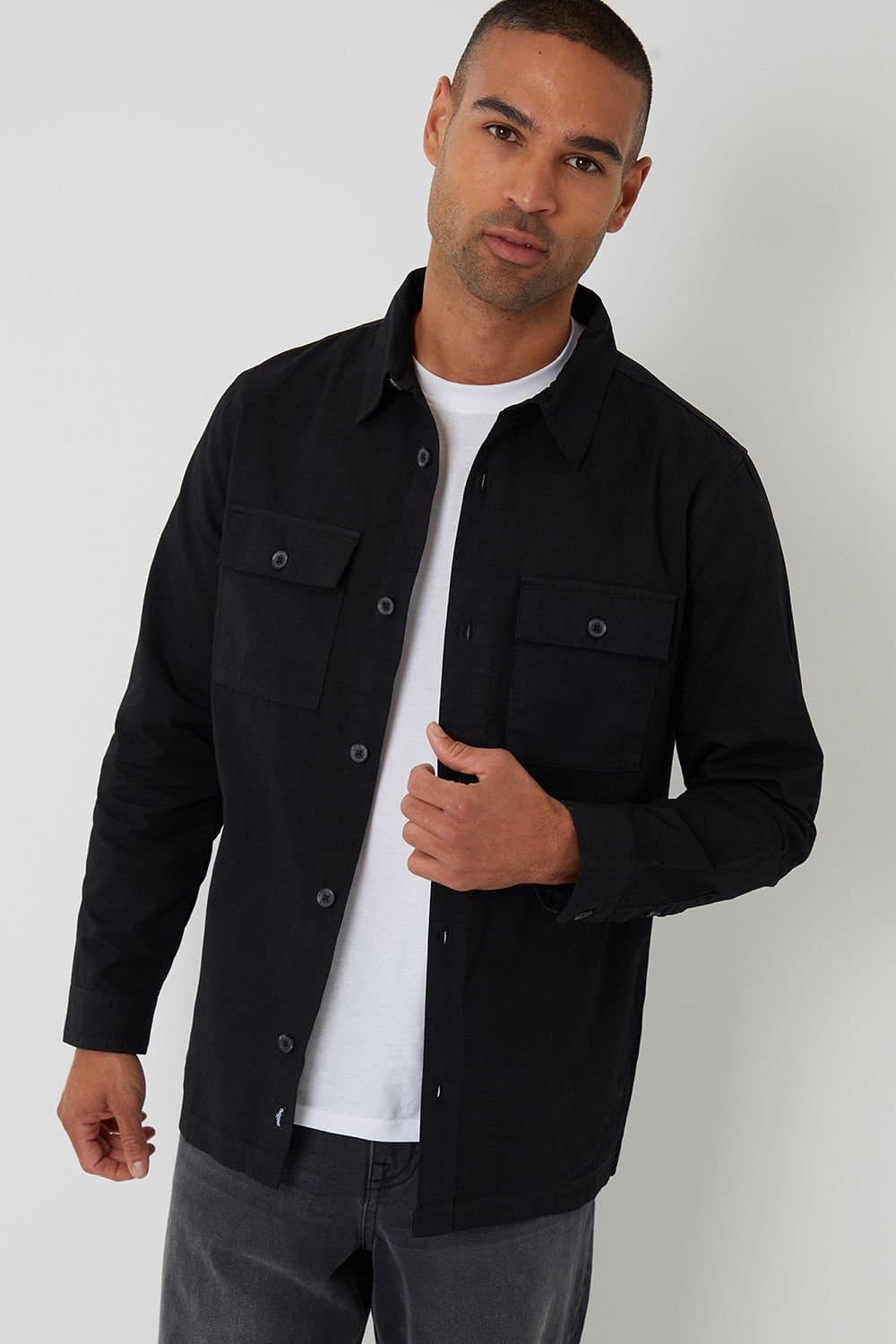 Threadbare Threadbare Men's Lightweight Cotton Shacket in Black