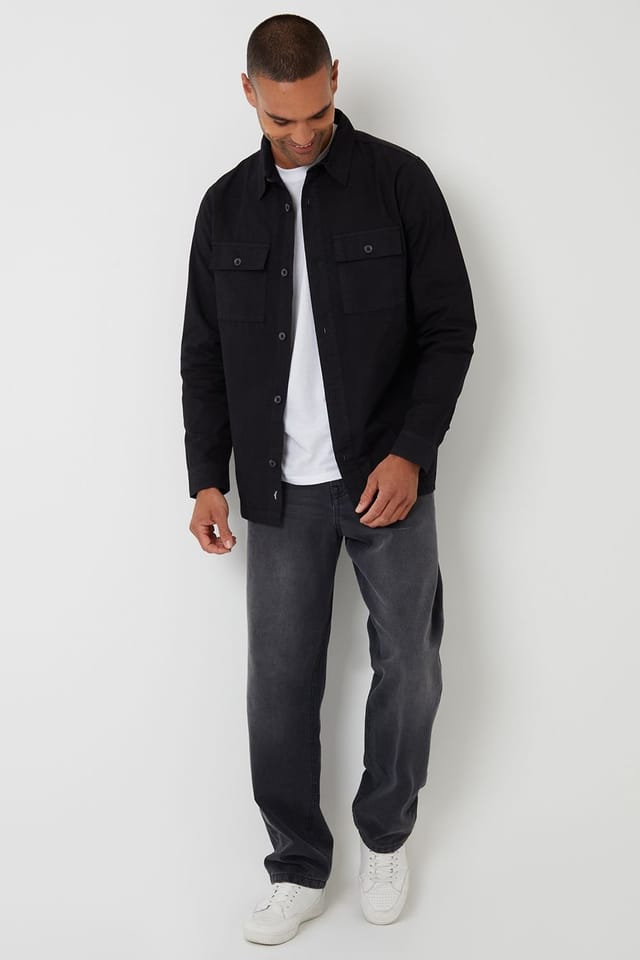 Threadbare Threadbare Men's Lightweight Cotton Shacket in Black - 3