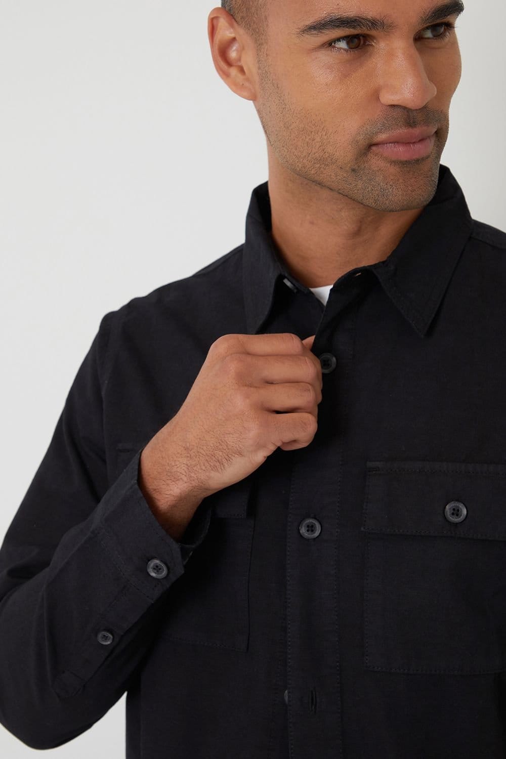 Threadbare Threadbare Men's Lightweight Cotton Shacket in Black - 4