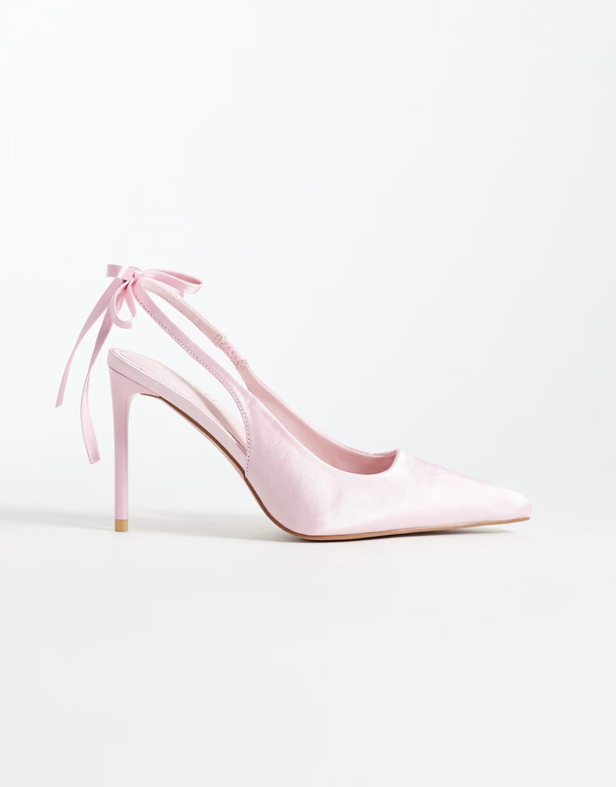 ASOS Simmi London Celina slingback heeled shoes with bow in pink satin - 1