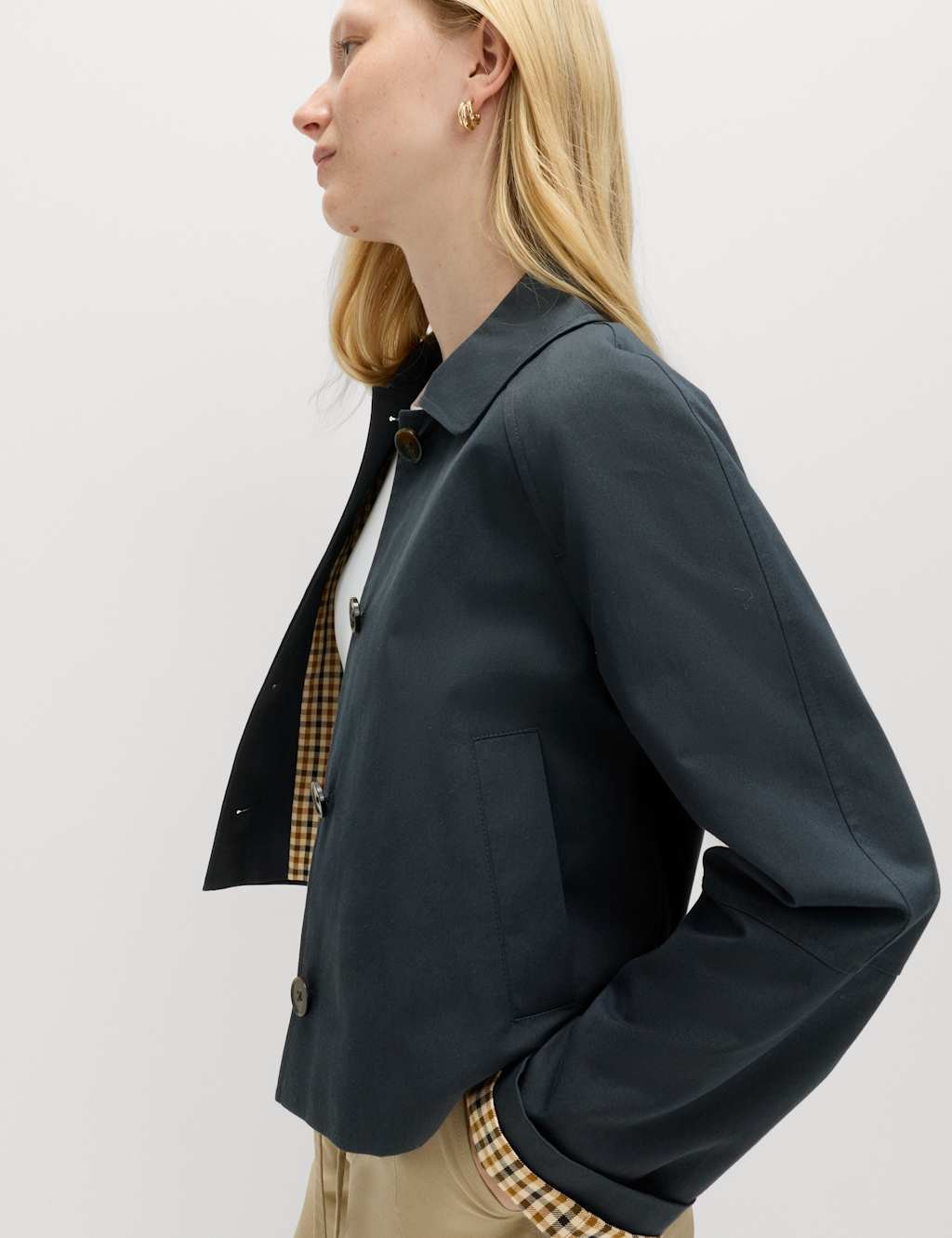 Marks & Spencer M&S Pure Cotton Short Car Coat Navy - 2