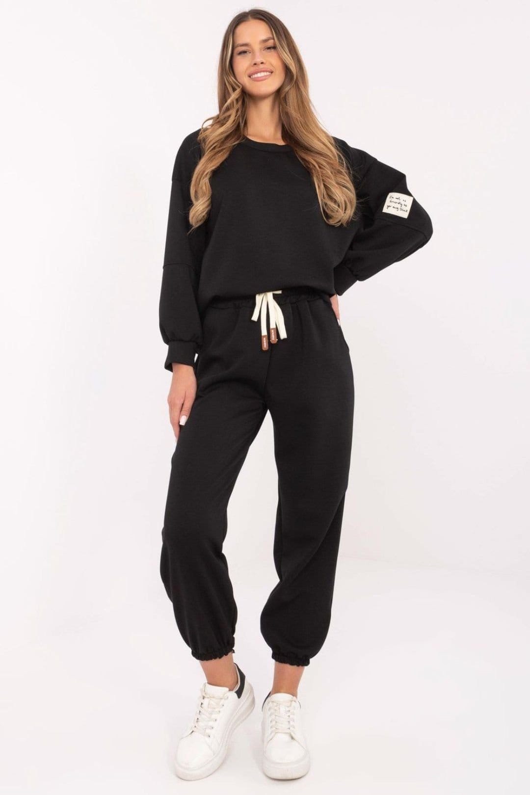 Love Lace Love Lace Women's Casual Viscose Cotton Elastane Tracksuit Set in Black - 1