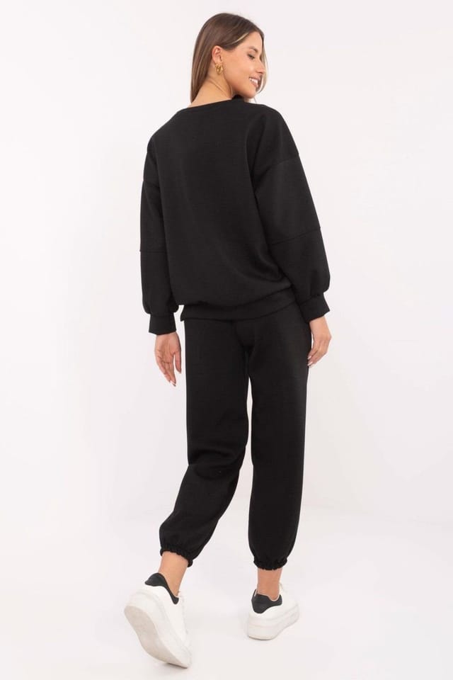 Love Lace Love Lace Women's Casual Viscose Cotton Elastane Tracksuit Set in Black - 3