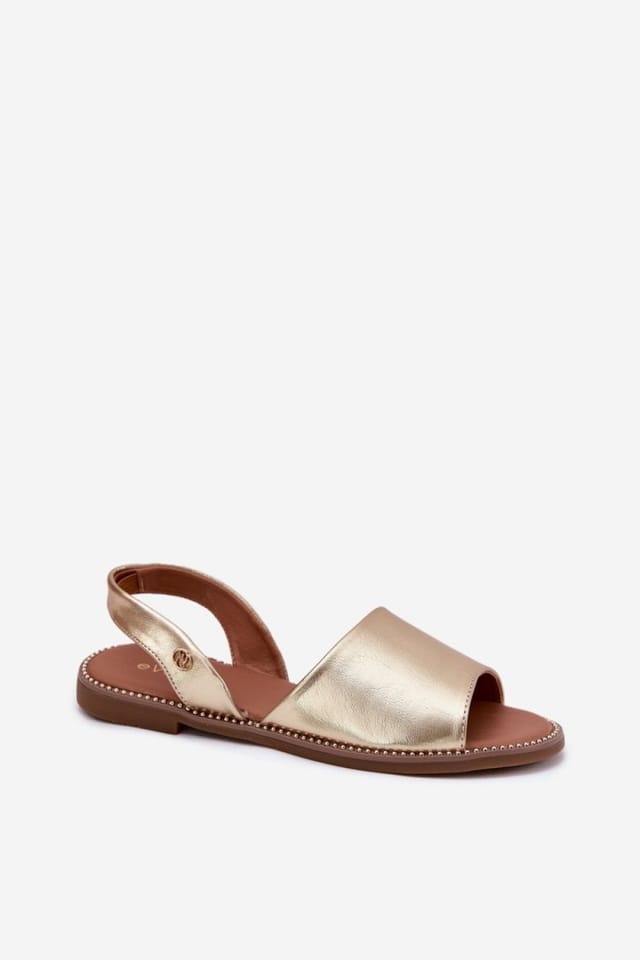 Love Lace Love Lace Women's Flat Heel Sandals With Back Strap Detail Summer Style in Gold - 2