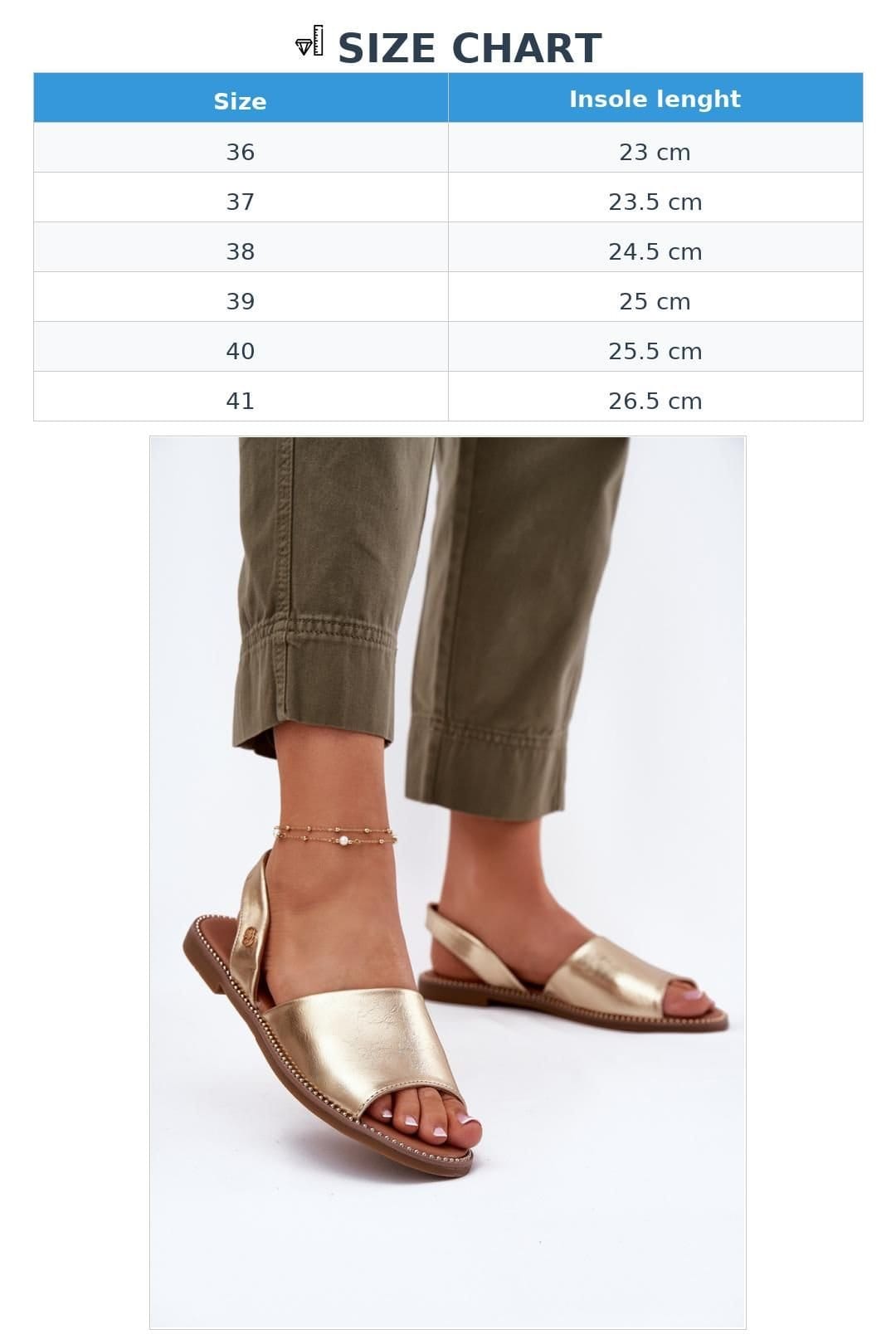 Love Lace Love Lace Women's Flat Heel Sandals With Back Strap Detail Summer Style in Gold - 4