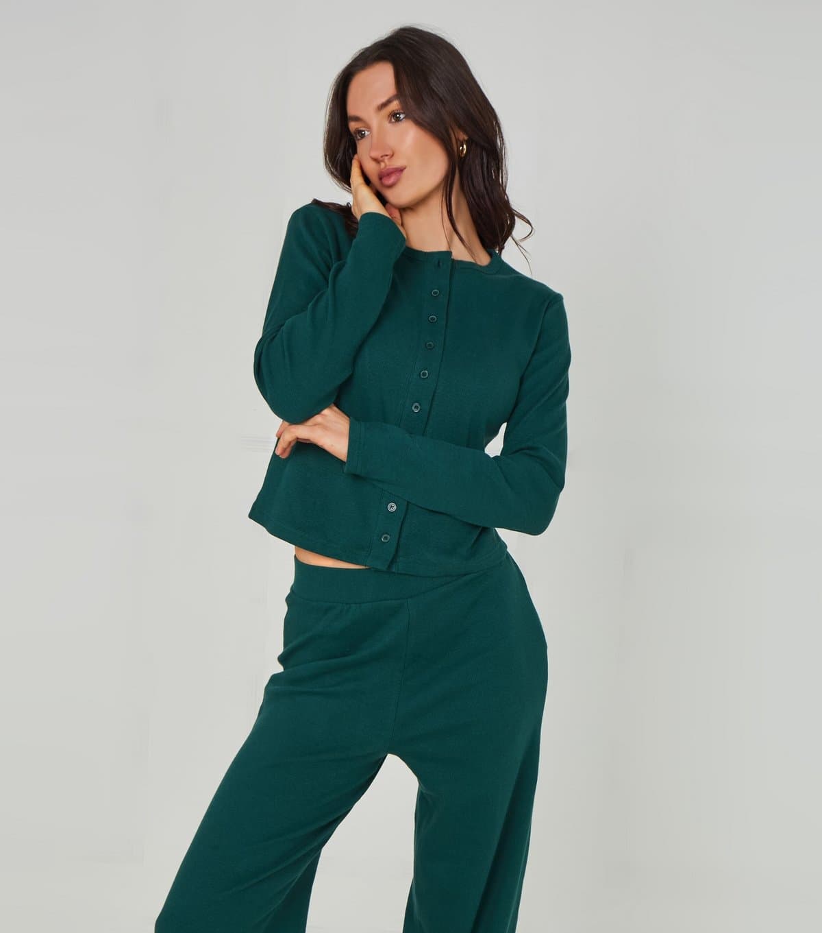 Urban Bliss Women's Khaki Long Sleeve Button Front Top Urban Bliss New Look