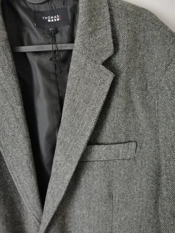 Thomas Nash Thomas Nash Grey Herringbone Blazer 48R Wool Blend Smart Casual Jacket BNWT - 1