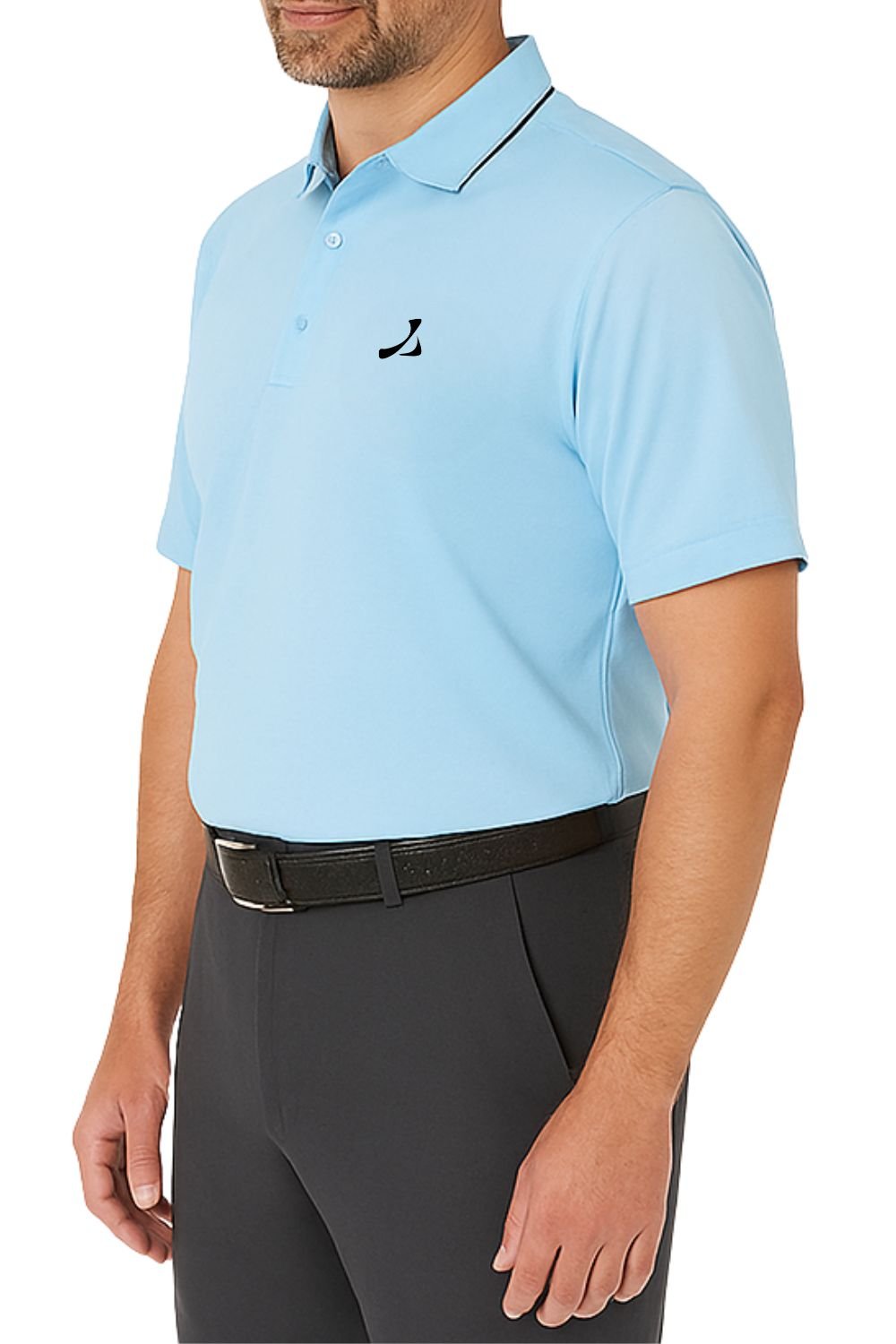 Under Par Under Par Men's UV Protection Stretch Waffle Knit Golf Polo Shirt in Light Blue - 2