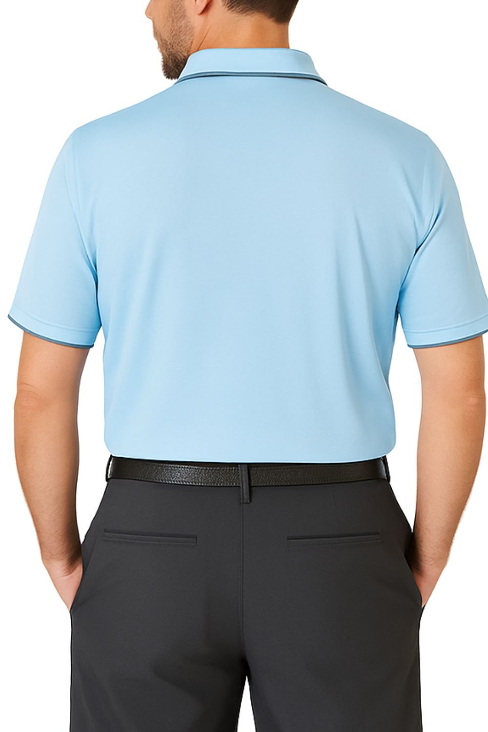 Under Par Under Par Men's UV Protection Stretch Waffle Knit Golf Polo Shirt in Light Blue - 3