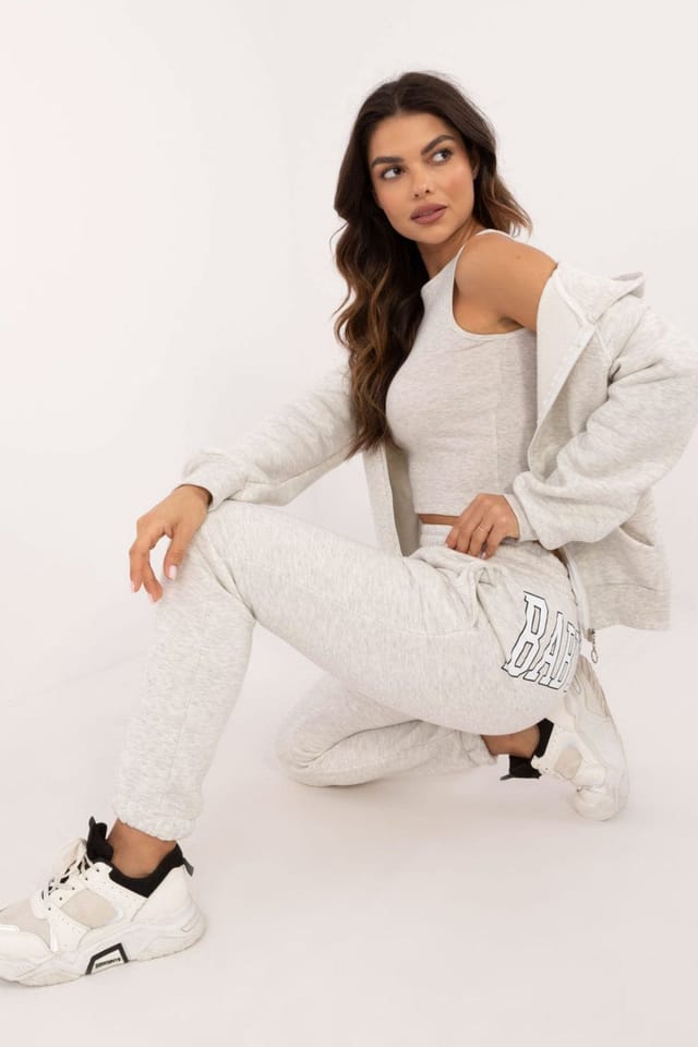 Love Lace Love Lace Women's Melange Zip Hoodie Sweatshirt Set in Grey - 2