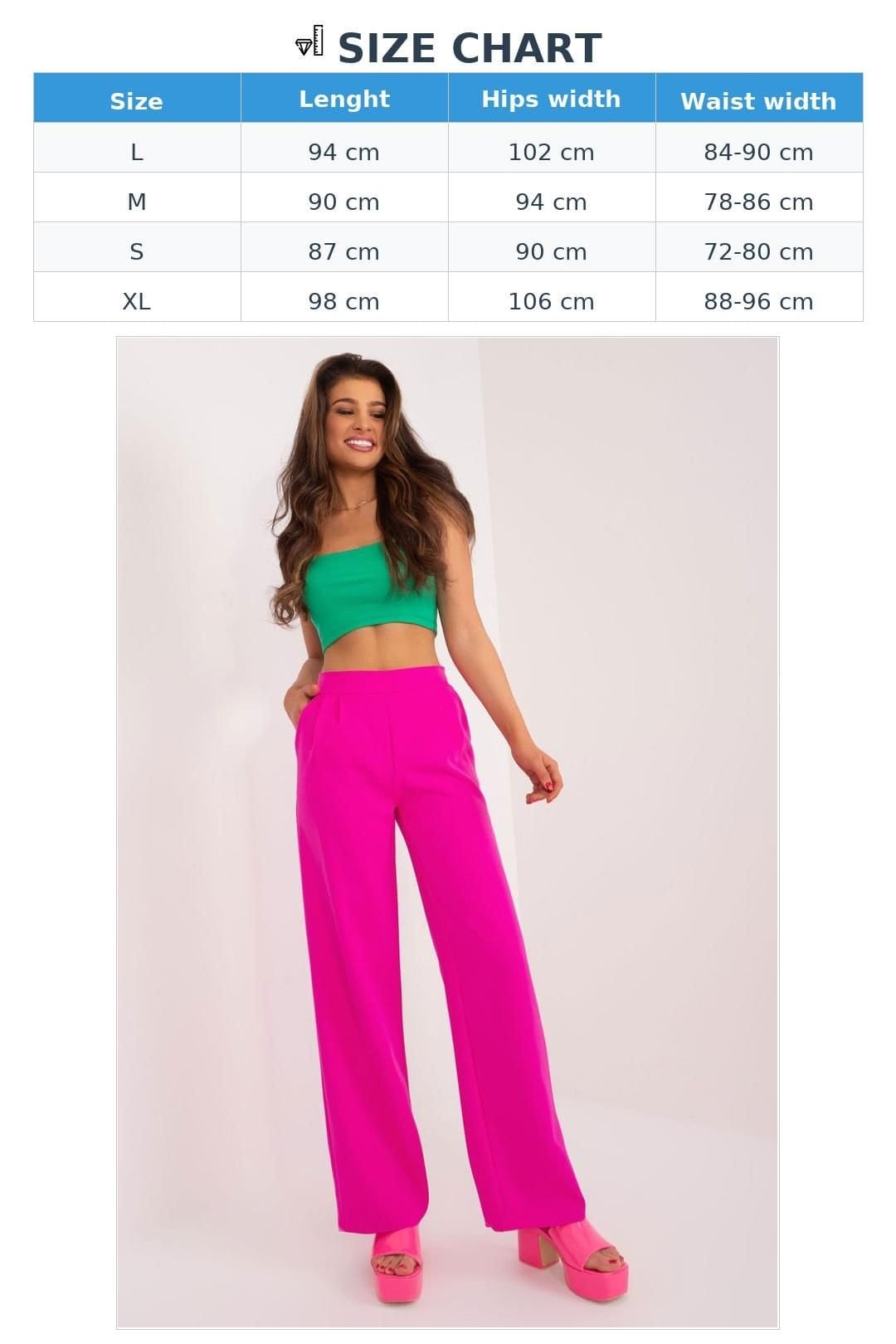 Love Lace Love Lace Women's High Waist Straight Unbuttoned Polyester Trousers Style 192719 in Bright Pink - 4