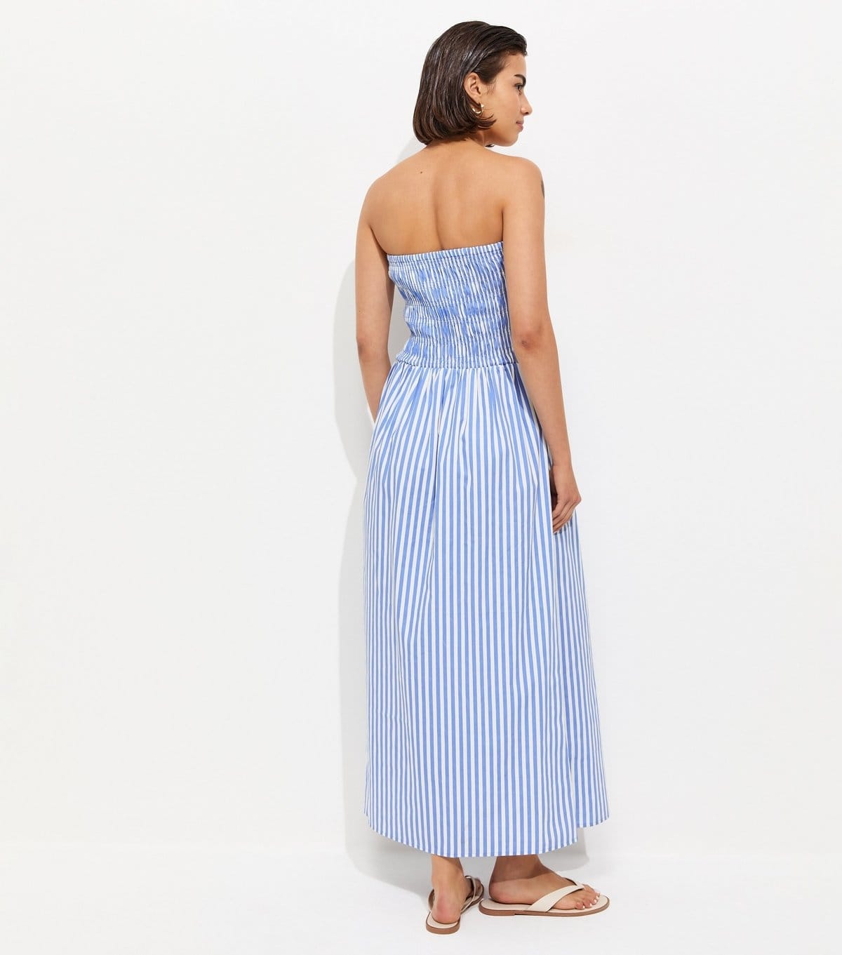New Look Women's Blue Striped Shirred Bandeau Dress New Look - 4